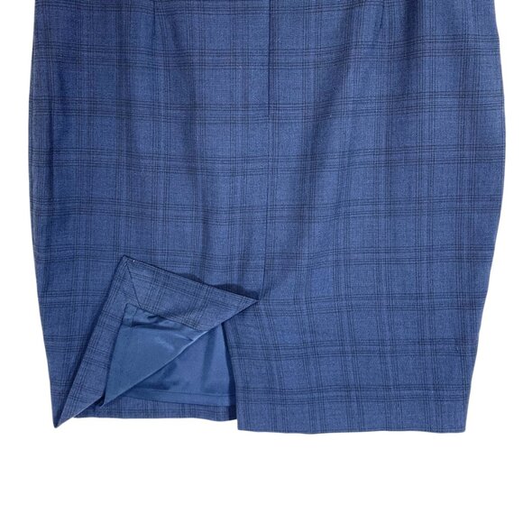 Le Chateau skirt  blue plaid check pattern  straight cut pencil skirt  size12 - Picture 5 of 16